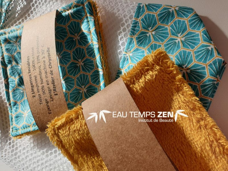 2 lingettes zéro déchet et son filet de lavage