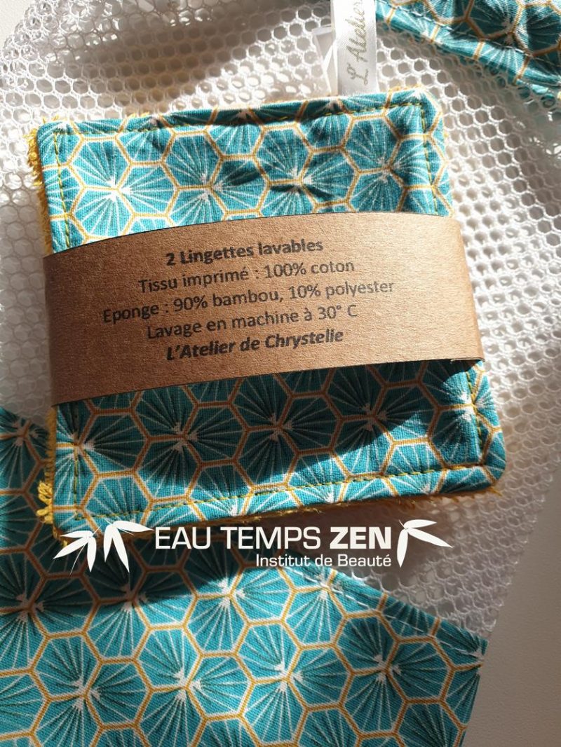 2 lingettes zéro déchet et son filet de lavage – Image 2